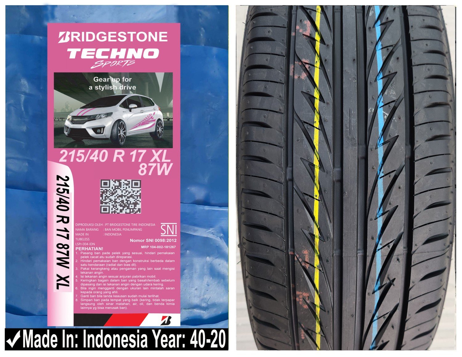 215/40R17 Bridgestone Car Tyre
