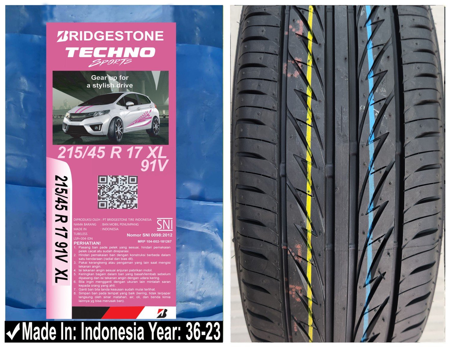 215/45R17 Bridgestone Car Tyre