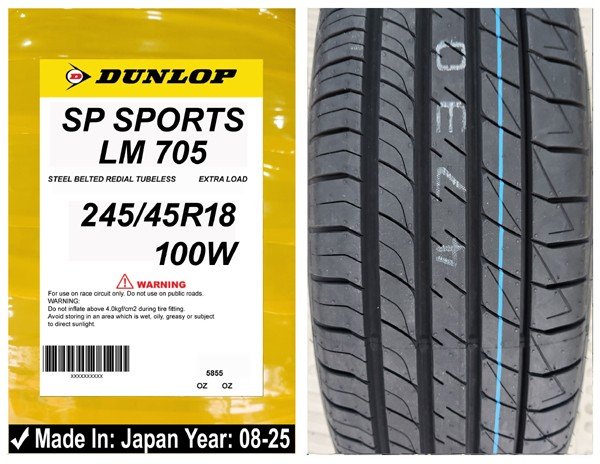 Test 245/45R18 Dunlop Car Tyre