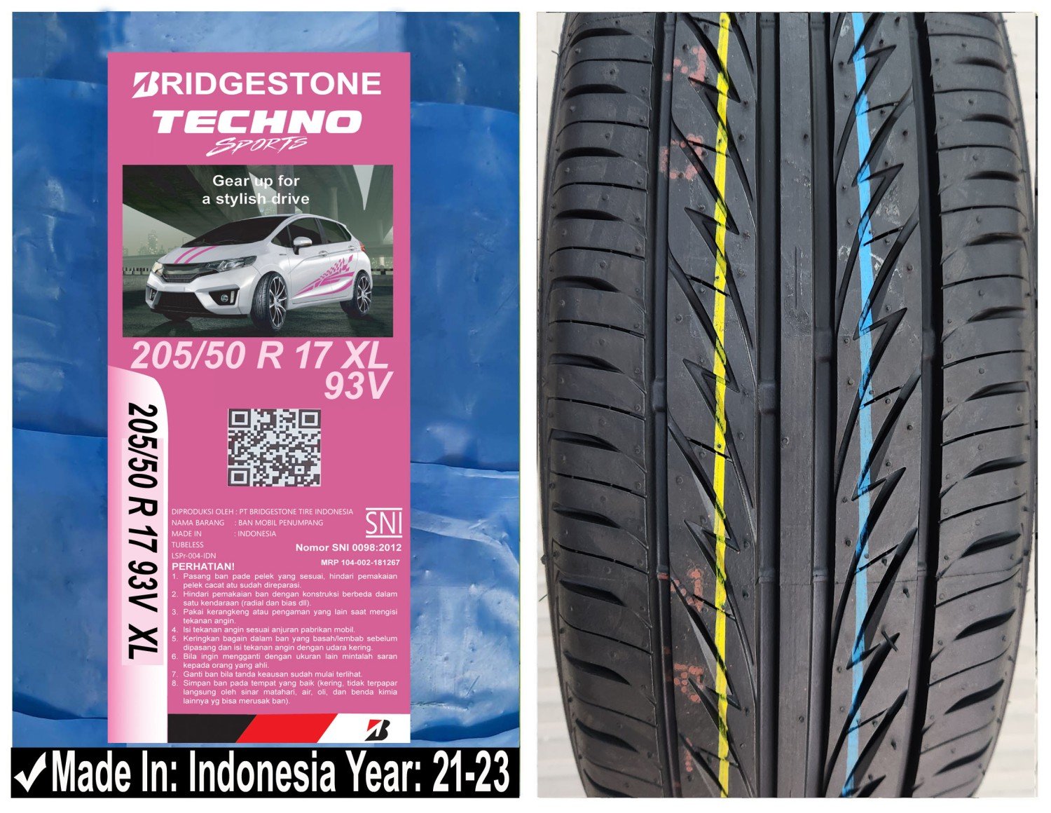 205/50R17 Bridgestone Car Tyre