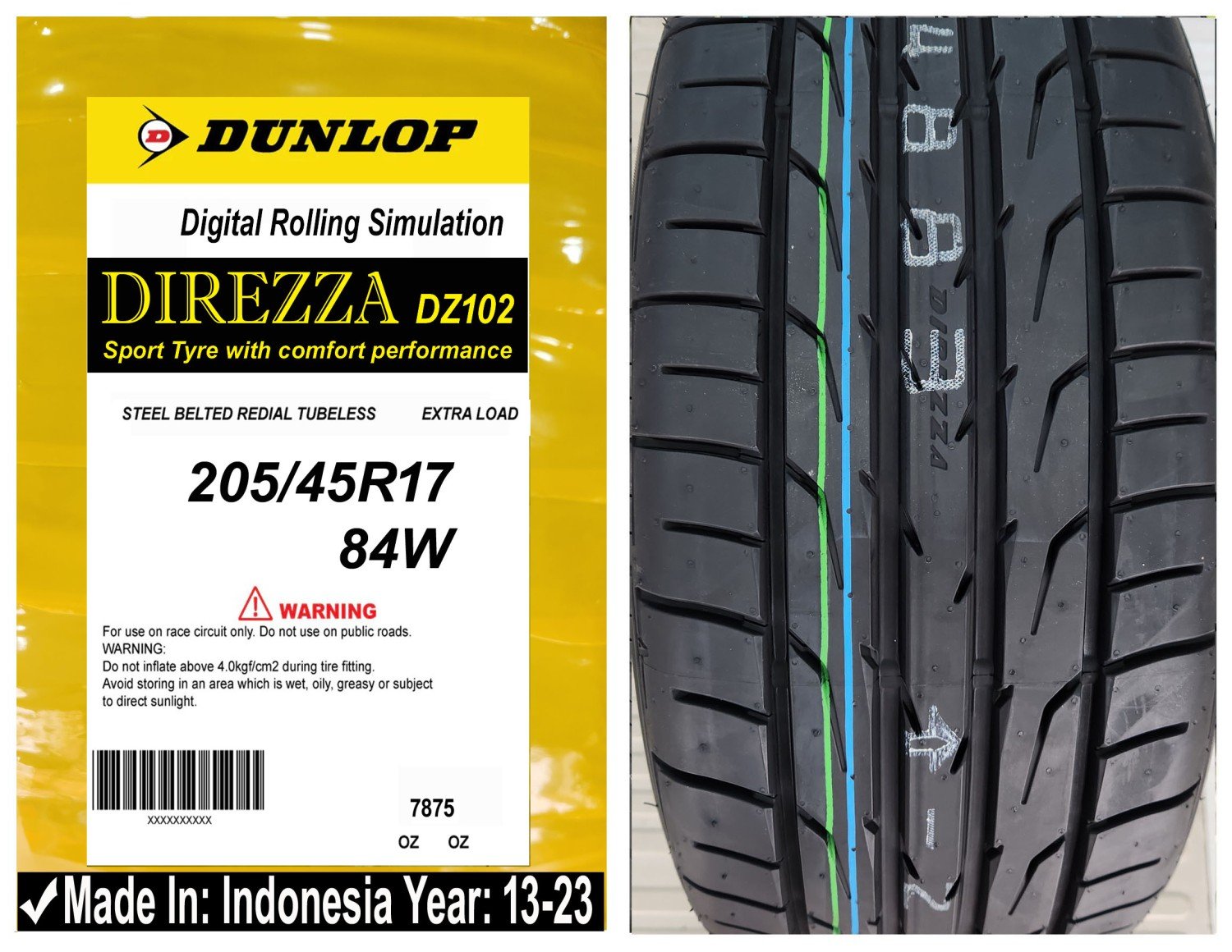 205/45R17 Dunlop Car Tyre